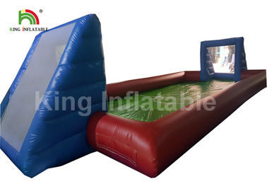 Giant Adults Inflatable Football Field / 0.55mm Blue Outdoor PVC Blow Up Football Pitch