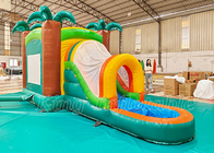 Tropical Jungle Theme Bounce House Kids Jumping Bouncy Castle Inflatable Bouncer Combo With Pool Water Slide