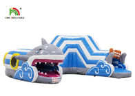 Indoor 6.5x5.5m Blue Shark Inflatable Bounce Obstacle Course