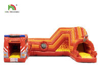 PVC 0.55mm 21ft Red Fire Truck Inflatable Obstacle Course For Kids