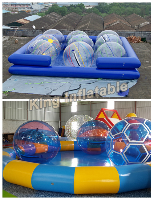 Heat Sealed Inflatable Swimming Pools 5*4*5m Blue And Yellow With 800w