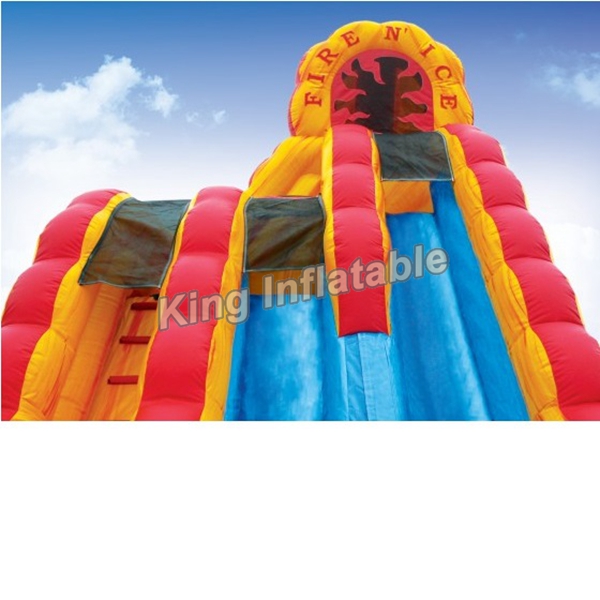 20 Feet Big Yellow / Blue Fire & Ice Wet Dry Inflatable Water Slide For