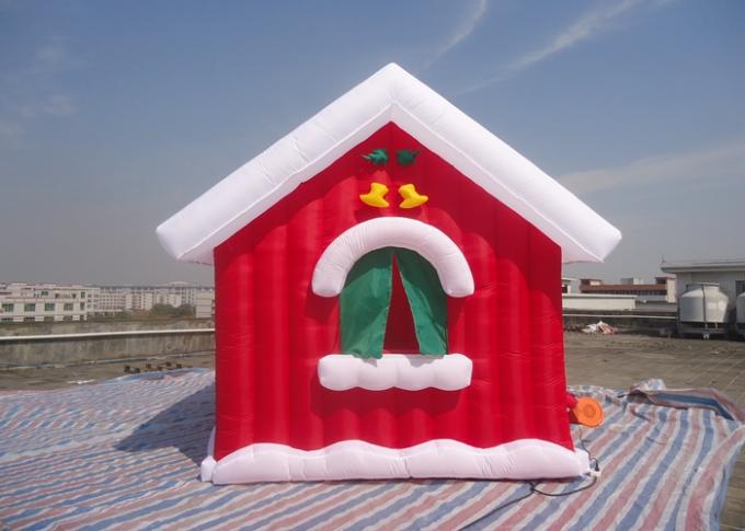210D Inflatable Commercial Bounce Houses With Santa Claus Decor