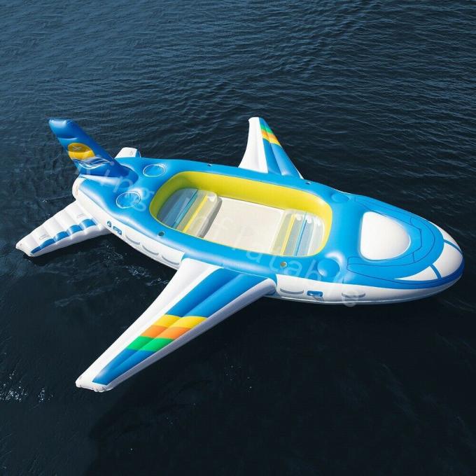 Blue 0.9mm PVC Tarpaulin Big Inflatable Water Toy Floating Airplane