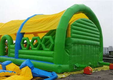 Water Proof And Fire Retardant Inflatable Amusement Park with Roof in Green