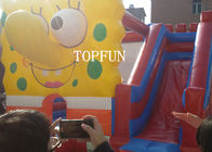 Yellow 0.55 mm PVC Tarpaulin Inflatable Jumping Castle With Spongebob CE