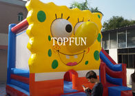 Yellow 0.55 mm PVC Tarpaulin Inflatable Jumping Castle With Spongebob CE