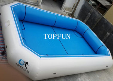 PVC Tarpaulin Blue Portable Swimming Pools , Inflatable Water Park Fire Retardant