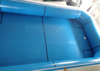 PVC Tarpaulin Blue Portable Swimming Pools , Inflatable Water Park Fire Retardant