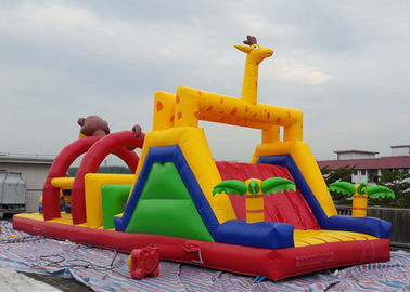 CE Commercial 0.55mm PVC Tarpaulin Obstacle Course With Money Arch N Deer Slide