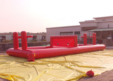 Airtight Red Tennis Court Shape Inflatable Sports Games With 4 Basket Hoops