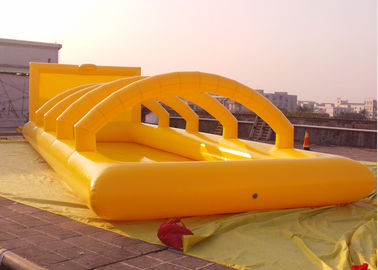 Yellow Customized Inflatable Sports Games With Obstacle Arch N Basket Hoops