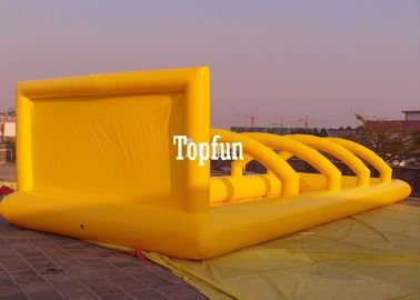 Yellow Customized Inflatable Sports Games With Obstacle Arch N Basket Hoops