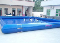 Single Pipe 10 x 6 m Blue Inflatable Water Pool For Kids With Water Roller