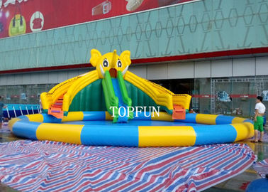 Custom PVC Tarpaulin Inflatable Water Park With Swimming Pool For Kids / Adults