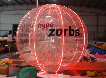 Red Shinning 1.0MM PVC / TPU Inflatable Bubble Ball With LED Light N Logo