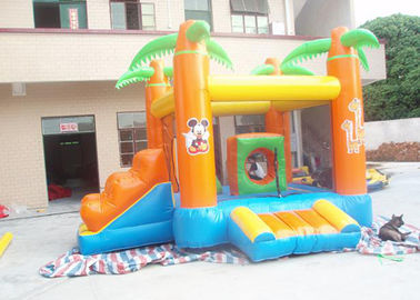 Kids / Adults Small Inflatable Bouncy Castle With Slide Orange