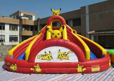 Red Splash Inflatable Water Park With Cartoon Rabbit Printing N PVC Tarpaulin