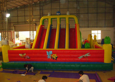 Red Outdoor Inflatable Amusement Park Playground With Slide For Commercial Rent