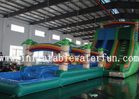 Commercial PVC Tarpaulin Green Jungle Inflatable Water Slide With Small Pool