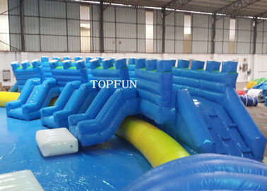 Commercial Exciting Blue Inflatable Water Park With Swimming Pools