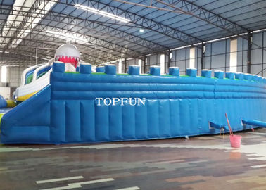 Commercial Exciting Blue Inflatable Water Park With Swimming Pools