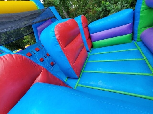 Colorful Inflatable 70ft WET Ultimate Obstacle Course Combo