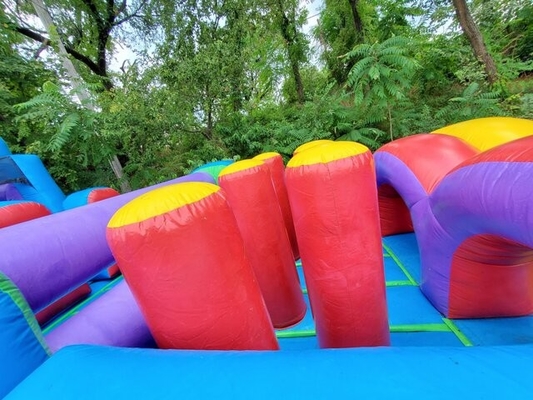 Colorful Inflatable 70ft WET Ultimate Obstacle Course Combo