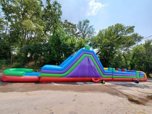 Colorful Inflatable 70ft WET Ultimate Obstacle Course Combo