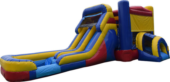 Red Blue Inflatable Jumping Castle With Slide Double Lane Combo