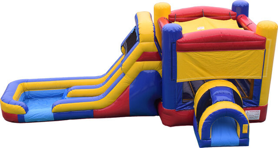 Red Blue Inflatable Jumping Castle With Slide Double Lane Combo