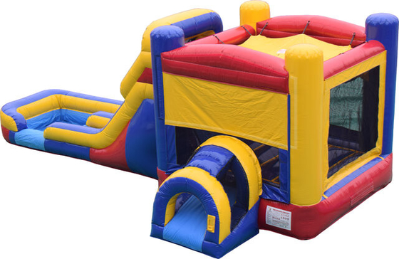 Red Blue Inflatable Jumping Castle With Slide Double Lane Combo