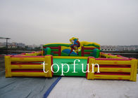 Yellow Machine Inflatable Rodeo Bull Arena 0.55mm Tarpaulin For Amusement Park