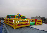 Yellow Machine Inflatable Rodeo Bull Arena 0.55mm Tarpaulin For Amusement Park