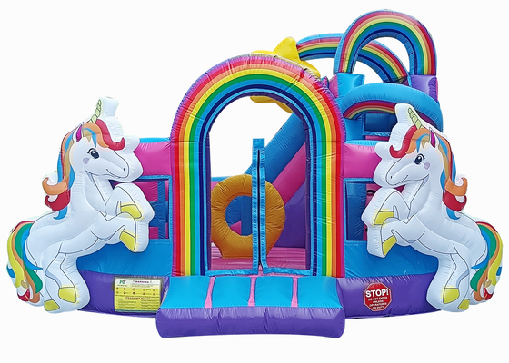 13ftx13ftx11.5ft  Rainbow Unicorn Bouncy Castles Bounce House