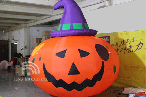 Giant Inflatable Pumpkin Ghost With Black Cat Outdoor Scary Props Halloween Decorations