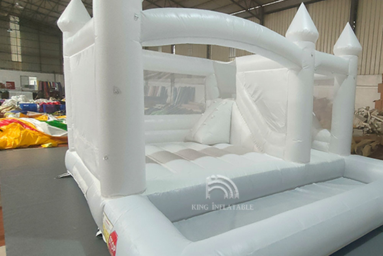 King Inflatable White Bounce Castle Slide Ball Pit Combo Jumper Bouncy House Wedding Party Decorations Jumping Bed