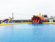 Giant Shark Inflatable Water Park Big Yellow Inflatable Swimming Pool With Slides