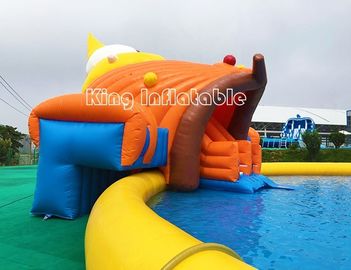 Giant Shark Inflatable Water Park Big Yellow Inflatable Swimming Pool With Slides