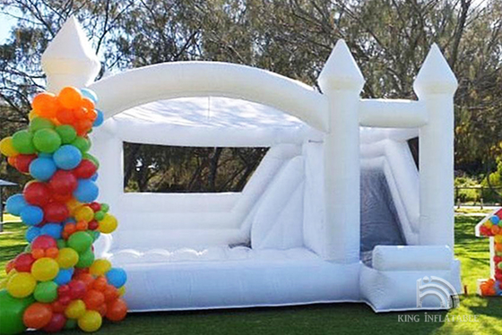 White Inflatable Bouncer Adult Wedding Party Bouncing Castle Kids Bounce Jump House Combo With Slide