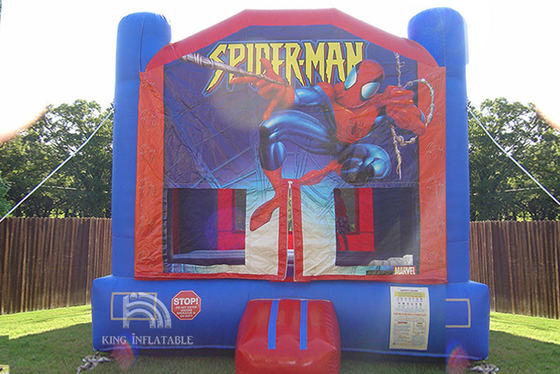 Spiderman Inflatable Bouncer House Outdoor / Indoor Bouncer Jumping Castle With Slide