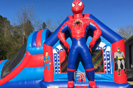 Spiderman Inflatable Bouncer House Outdoor / Indoor Bouncer Jumping Castle With Slide