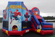 Spiderman Inflatable Bouncer House Outdoor / Indoor Bouncer Jumping Castle With Slide