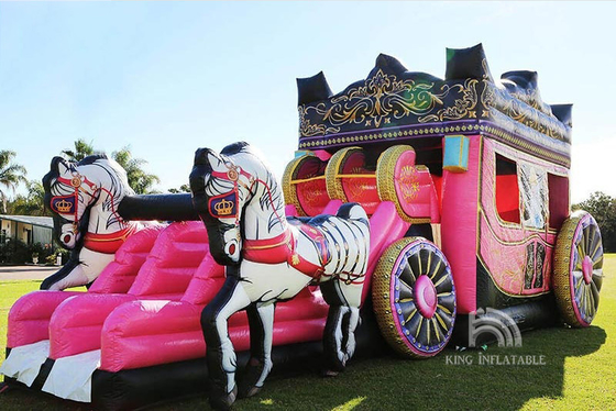 Kids Party Princess Carriage Bounce House With Slide Commercial Inflatable Bouncer Castle For Girls