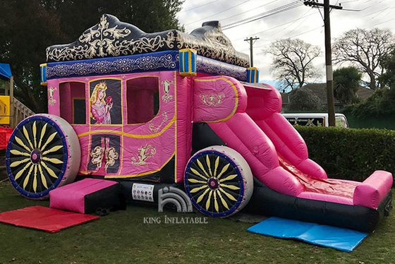 Kids Party Princess Carriage Bounce House With Slide Commercial Inflatable Bouncer Castle For Girls