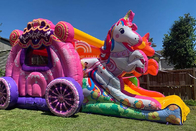 Kids Party Princess Carriage Bounce House With Slide Commercial Inflatable Bouncer Castle For Girls