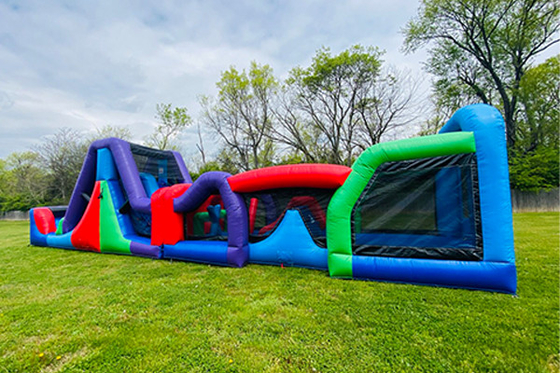 Large 40 Ft Outdoor Inflatable Obstacle Courses 5k Adults Kids Obstacle Course For Rent