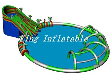 Outdoor Giant Inflatable Water Park 30m Diameter Constant Blower With Crocodile Slide