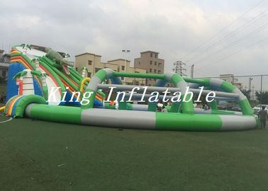 Outdoor Giant Inflatable Water Park 30m Diameter Constant Blower With Crocodile Slide