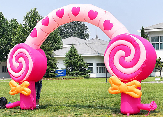 Pink Children'S Birthday Party Decoration Inflatable Candy Floss Arch For Festival